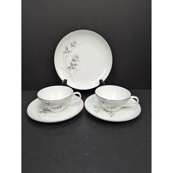 Harmony House Fine China 3504 Harmony Rose 1 Salad Plate and 2 Cups w/Saucers - Picture 1 of 10